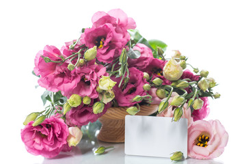 Beautiful bouquet of pink lisianthus flowers