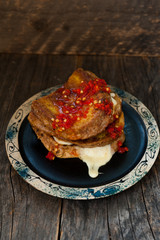 Grill cheese sandwich with red chili pepper