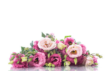 Beautiful bouquet of pink lisianthus flowers
