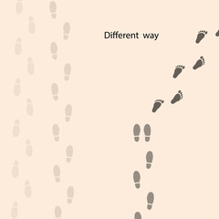 Footprints icon design vector template.Different thinking for success in life.Different thinking and leadership concept.Vector illustration