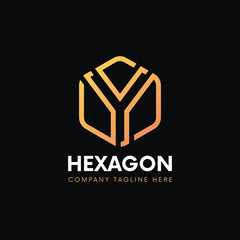 Fototapeta premium Clean Y letter luxury logo hexagon sign icon vintage design.