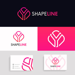 Clean Y letter rhombus sign linear icon vector design.