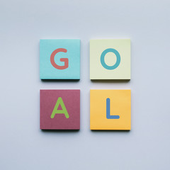 .Goal text on colorful notepaper