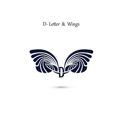 D-letter sign and angel wings.Monogram wing vector logo template.Classic emblem.