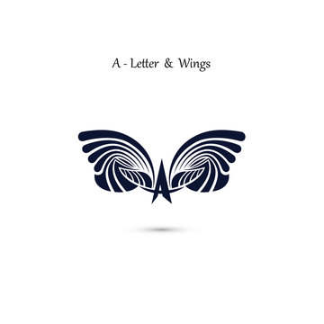 A-letter sign and angel wings.Monogram wing vector logo template.Classic emblem.