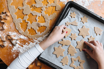 Woman preparing Christmas cookies