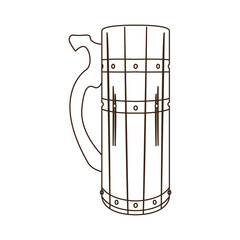 Isolated beer mug outline on a white background, Vector illustration