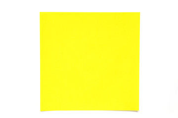 Yellow color paper sheet on white background used for decoration or design element