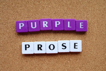 Letter tiles spelling out purple prose