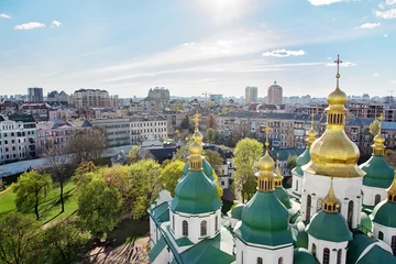  Kiev, Oekraïne. Panoramisch stadszicht op het centrum © nedashkivskaphoto