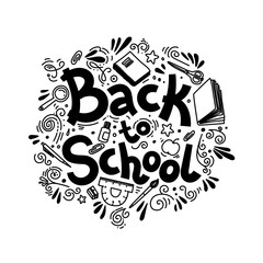 Stationery collection. Outline style. Back to school thin line vector doodle illustration template isolated on white background. Sketchy vector concepts with stationery for graphic design, web banner