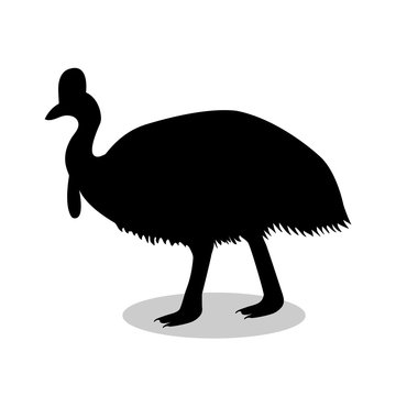 recommend clip art: Cassowary bird black silhouette animal