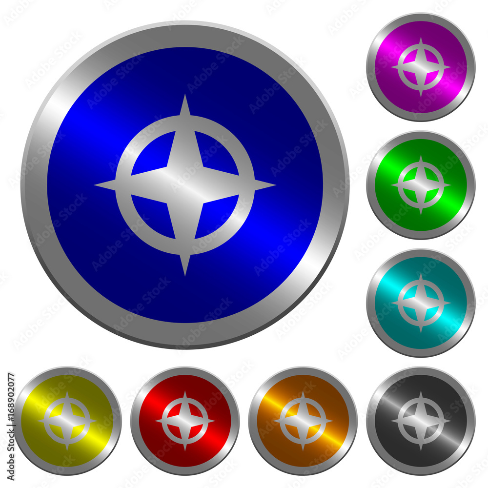 Poster map directions luminous coin-like round color buttons