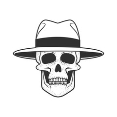 Human skull on white background. Design element for logo, label, emblem, sign. Vector illustration