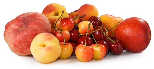 Fruit in basket in the garden closeup