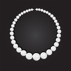 Pearl necklace on black background, stock illustration vector