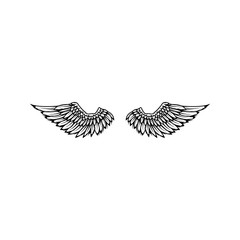Wings isolated on white background. Design elements for logo, label, emblem, sign. Vector illustration