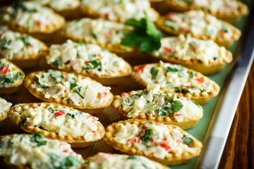 Tartlets with crab stuffing