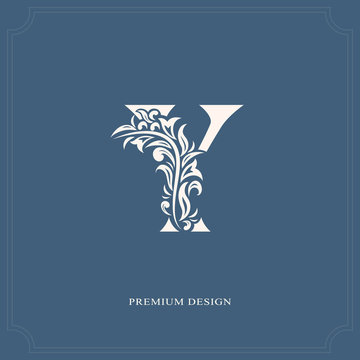 Elegant letter Y. Graceful royal style. Calligraphic beautiful logo. Vintage drawn emblem for book design, brand name, business card, Restaurant, Boutique, Hotel. Vector illustration