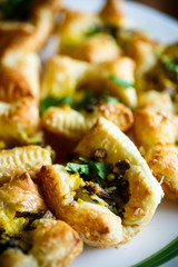 Baked puff pastry with mushrooms