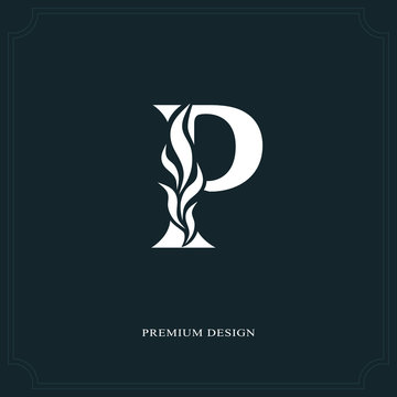Elegant letter P. Graceful royal style. Calligraphic beautiful logo. Vintage drawn emblem for book design, brand name, business card, Restaurant, Boutique, Hotel. Vector illustration