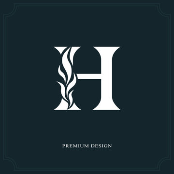 Elegant letter H. Graceful royal style. Calligraphic beautiful logo. Vintage drawn emblem for book design, brand name, business card, Restaurant, Boutique, Hotel. Vector illustration