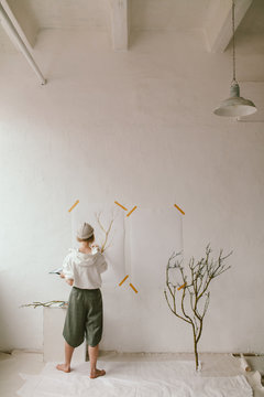 Workspace in the artist studio