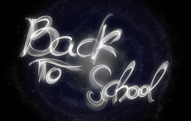 Back to school words lettering made by white fire or flame isolated on black background