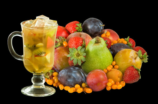 Fruit cocktail and fruit closeup