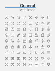 Outline web icons set of quality icon