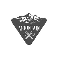 Hiking emblem on white background. Design element for logo, label, emblem, sign. Vector illustration