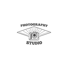Retro style photo studio emblem template. Design element for logo, label, emblem, sign. Vector illustration