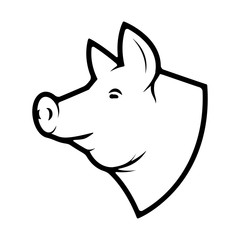 Pork meat label on white background. Design element for logo, label, emblem, sign. Vector illustration