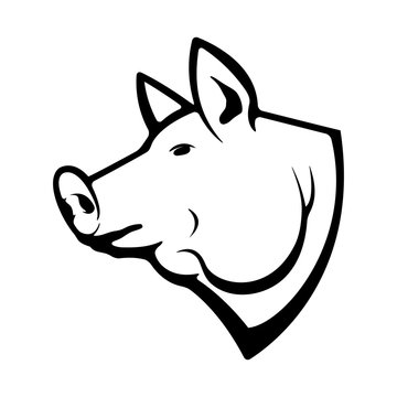 Pork meat label on white background. Design element for logo, label, emblem, sign. Vector illustration