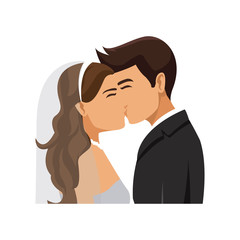 portrait wedding couple happy bride and groom together vector illustration