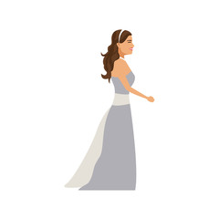beautiful wedding bride in dress ceremony vector illustration