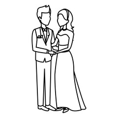 bride and groom embracing affection wedding scene vector illustration