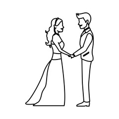 cute wedding couple holding hand lovely vector illustration