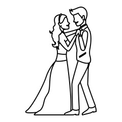 wedding dancing couple romantic celebration vector illustration