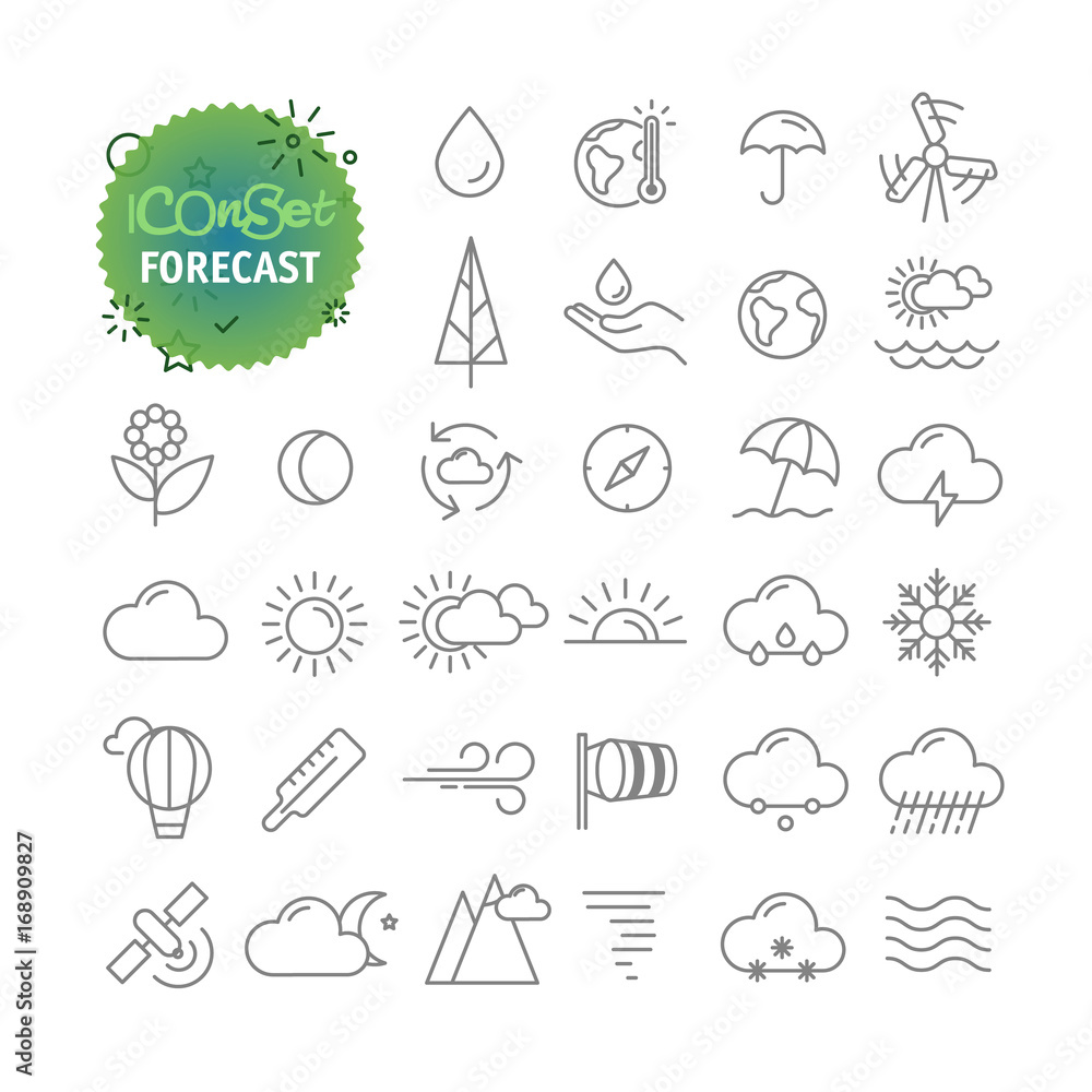 Poster Simple icons collection. Web and mobile app outline icons set. Forecast icons