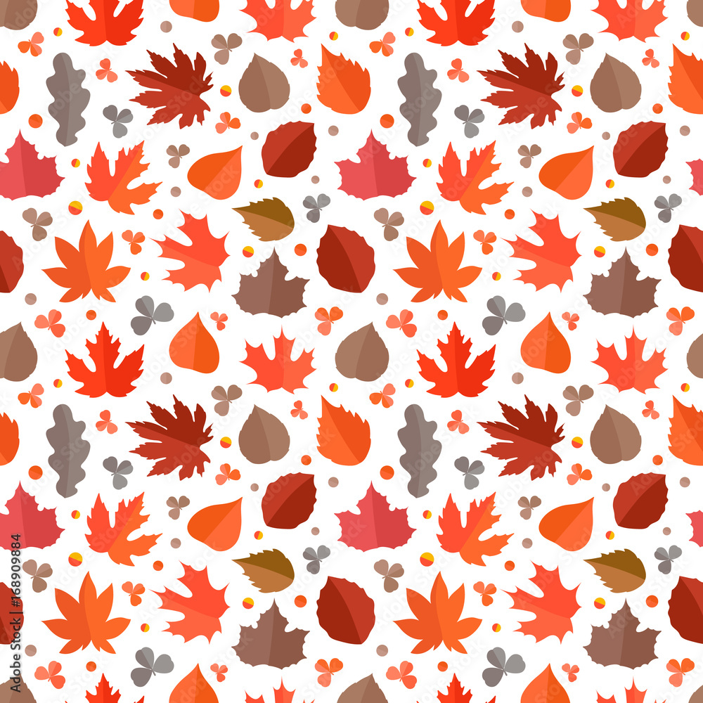 Poster autumn seamless vector pattern. fall leaves collection