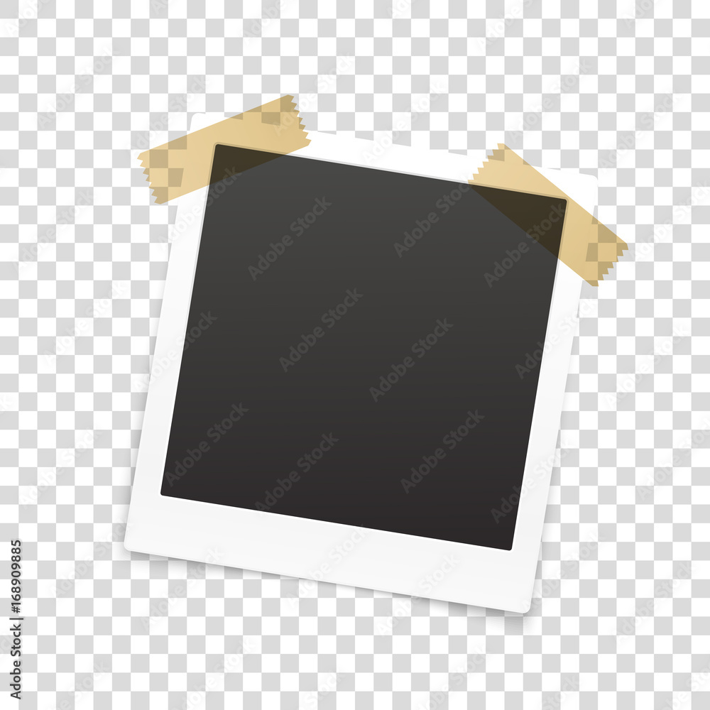 Poster retro photo frame isolated on transparent background