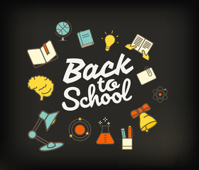 Back to school greeting card. Back to school calligraphic vector illustration