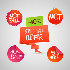 Color polygonal origami shopping banners. Special offer
