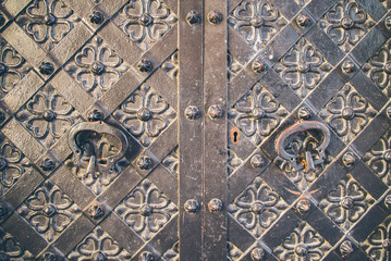 Old Vintage iron doors close up