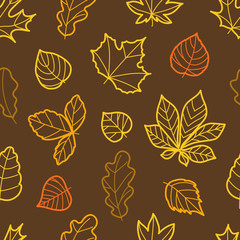 Different summer leaves seamless pattern