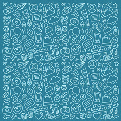 Different web interface silhouettes background. Cartoon style sketch illustration vector clip-art