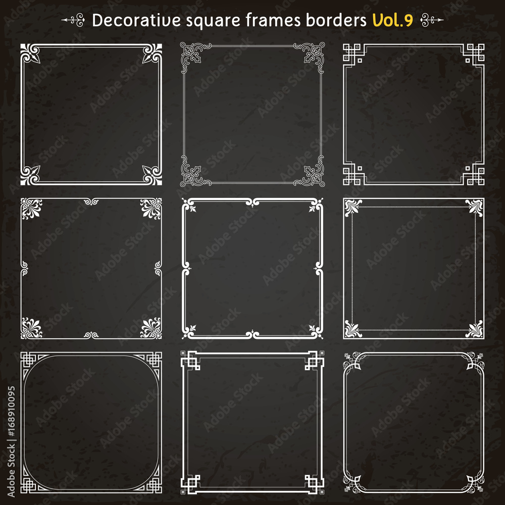 Canvas Prints decorative square frames and borders set 9 vector