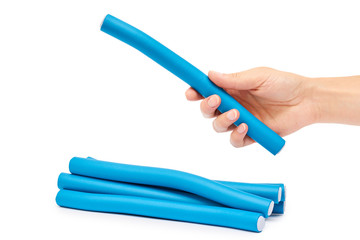 colored Hair curlers Isolated on white background