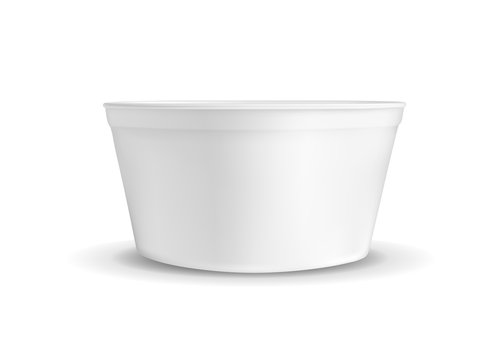 White container for ice cream or fast food. Packaging for popcorn and snack